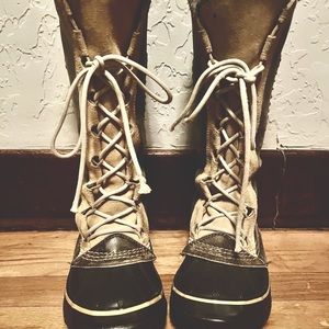 Sorel Cate The Great Tusk Stone Gray Leather Tall Boots NL1642-225